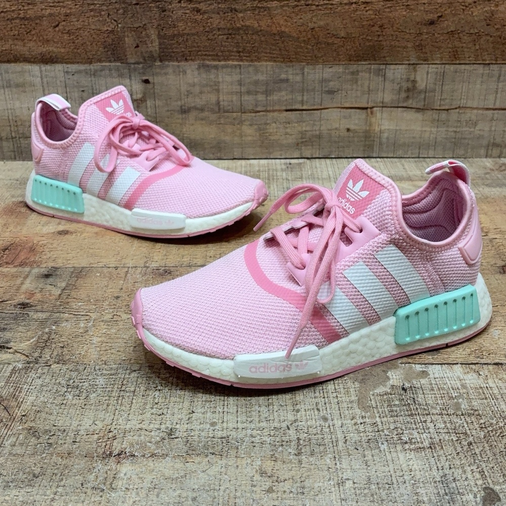 Adidas NMD_R1 Shoes Teens Size 5.5 38 Pink Mesh Low Top Running Sneaker FX5029